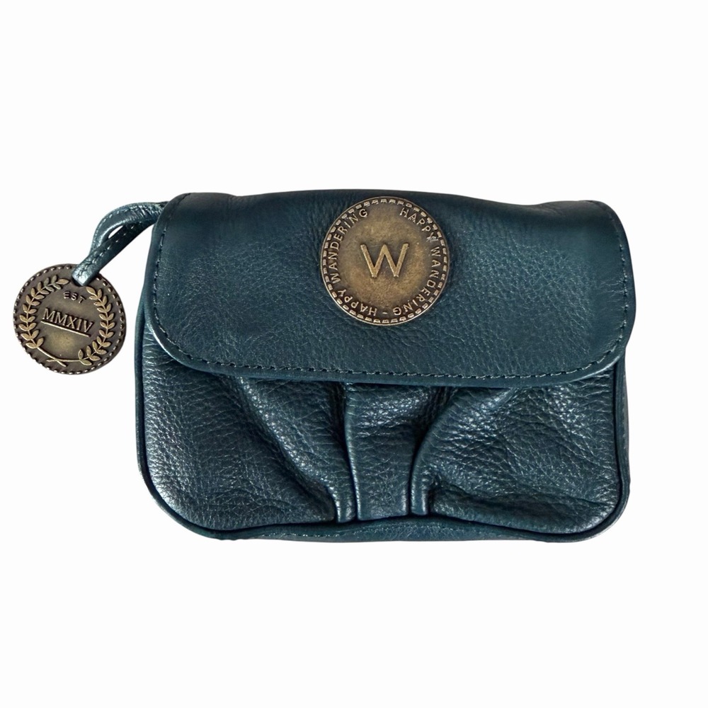 Wanderers Travel Co Verbier Card Wallet Soft Leather Azzurra Excellent Condition